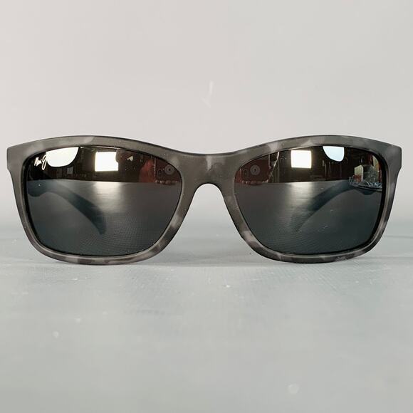 MAUI JIM Puhi Matte Grey Black Marbled Acetate Wrap Around Sunglasses - Picture 1 of 8